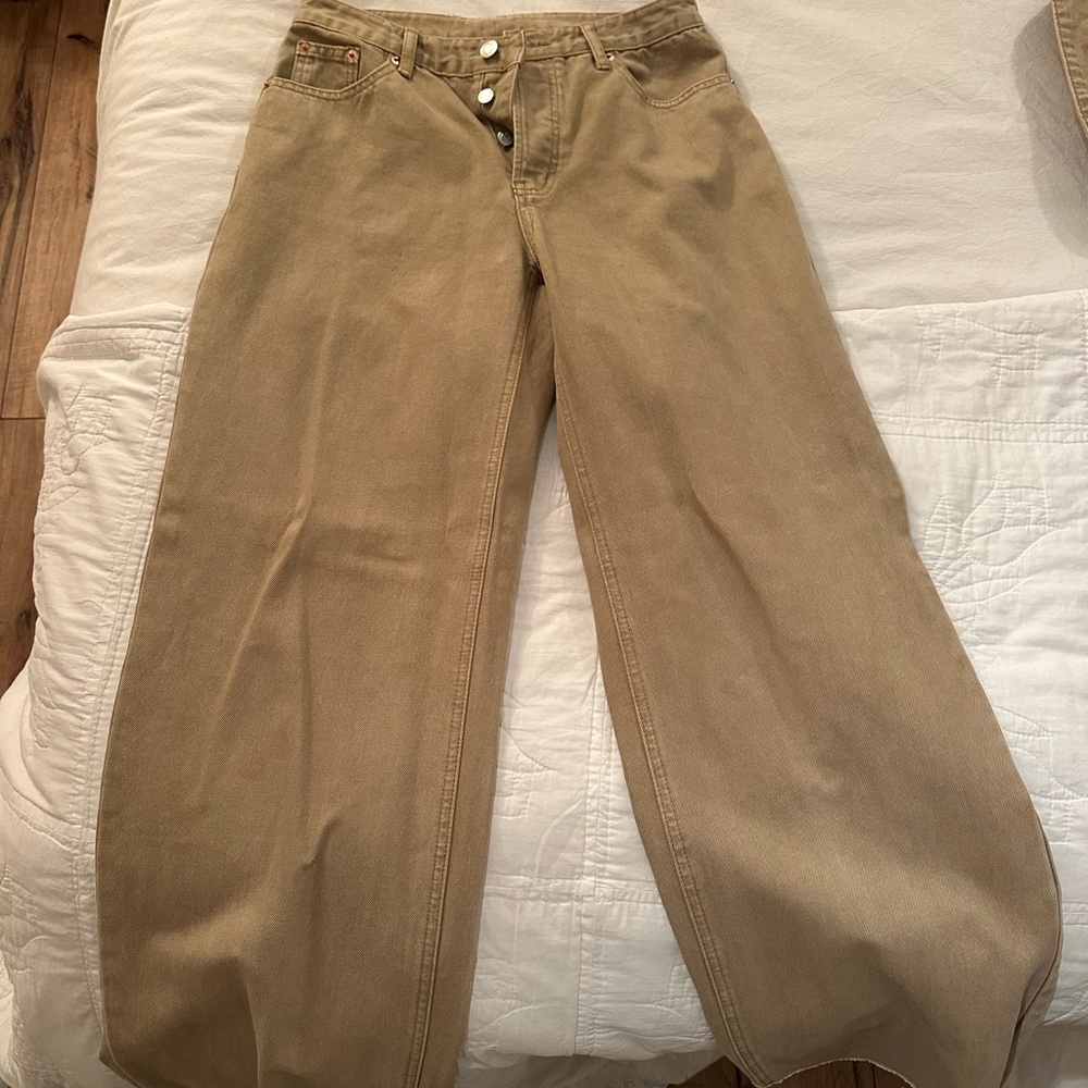 PARKE camel low rise baggy jeans